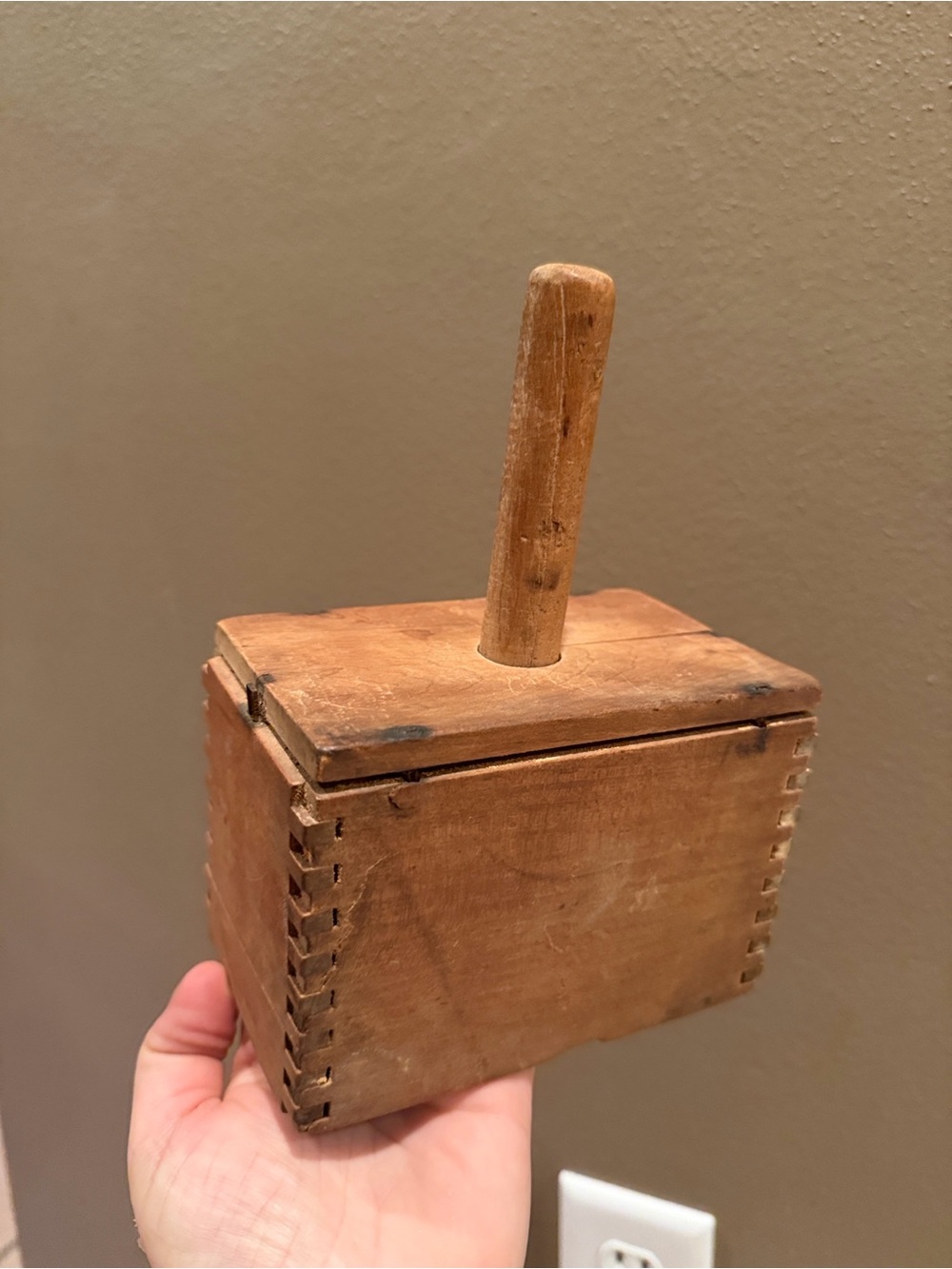 Vintage Primitive Wooden Rectangular Butter Mold